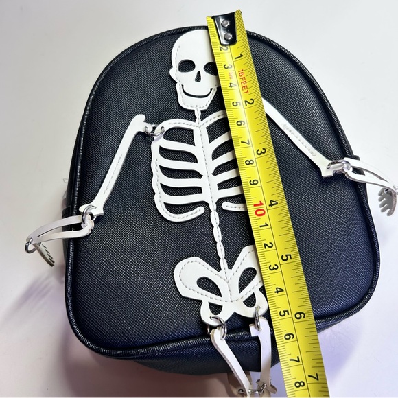 Glow-in-the-Dark Skeleton Mini Backpack Faux Leather Gothic Bag - Picture 5 of 9